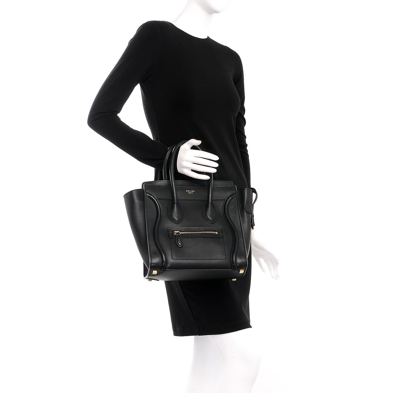 Celine Smooth Calfskin Micro Luggage Black 2 of 9