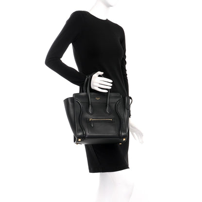 Celine Smooth Calfskin Micro Luggage Black 2 of 9
