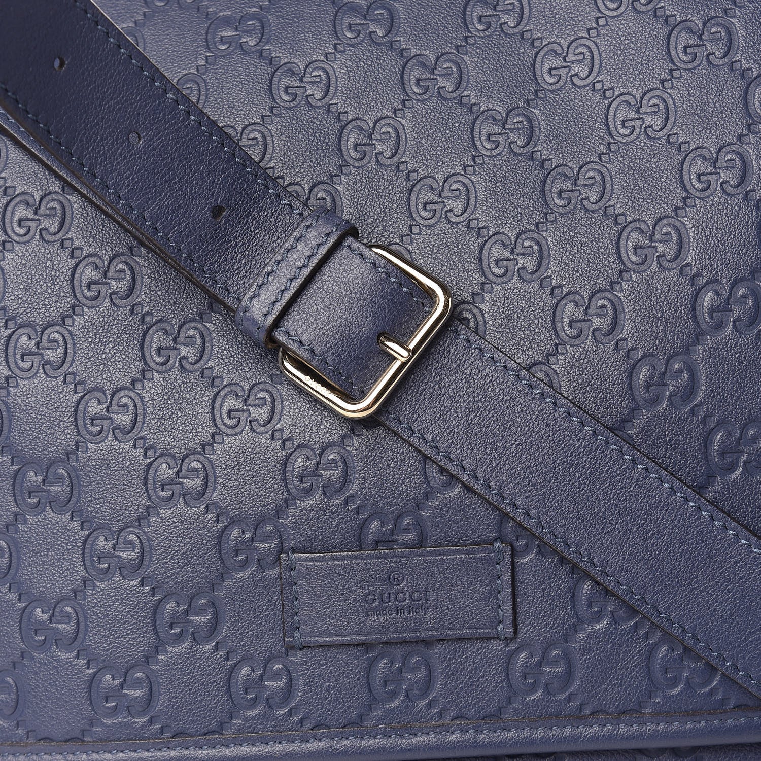 Gucci Guccissima Medium Flap Messenger Bag Blue 8 of 13