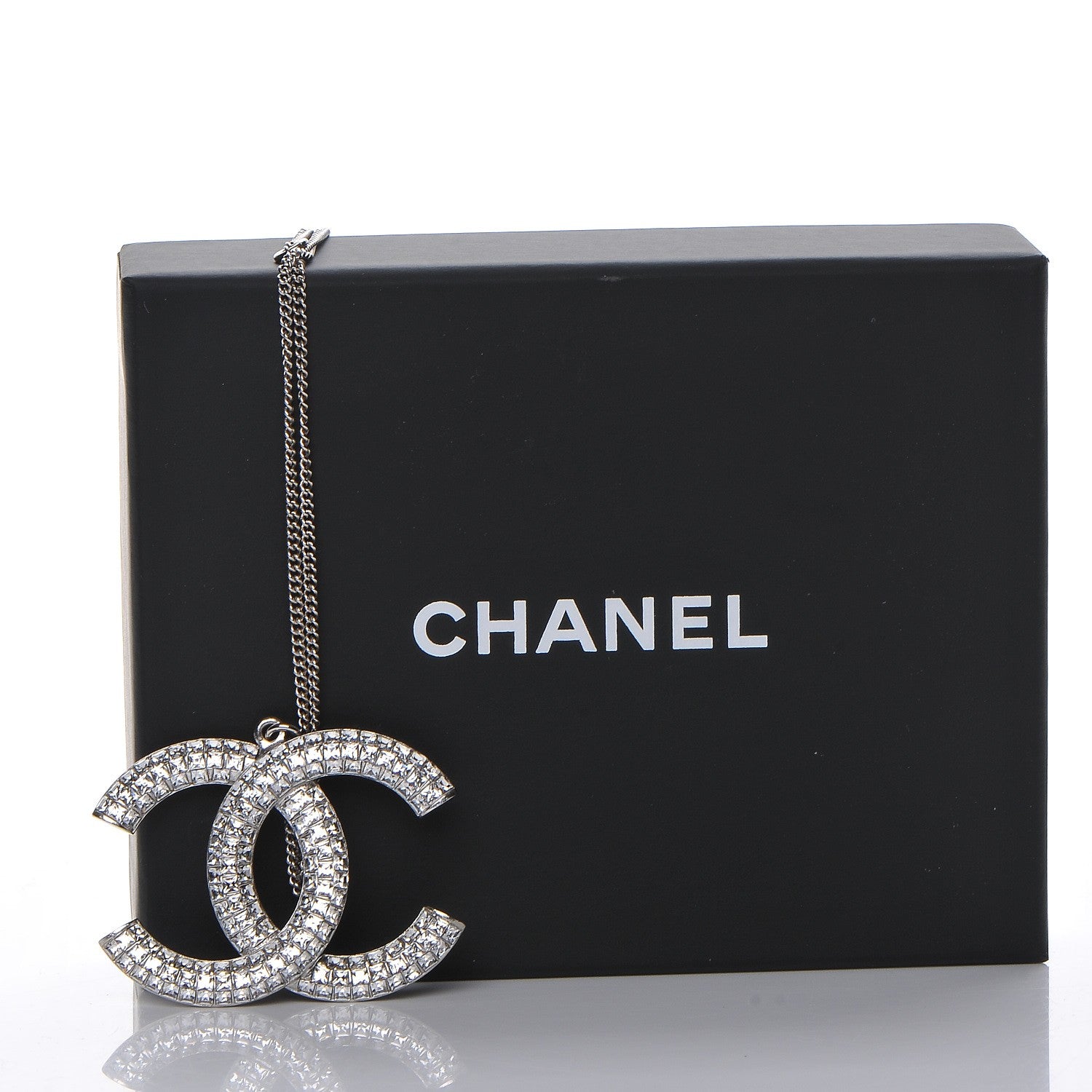 Chanel Baguette Crystal Large CC Necklace Silver 7 of 7