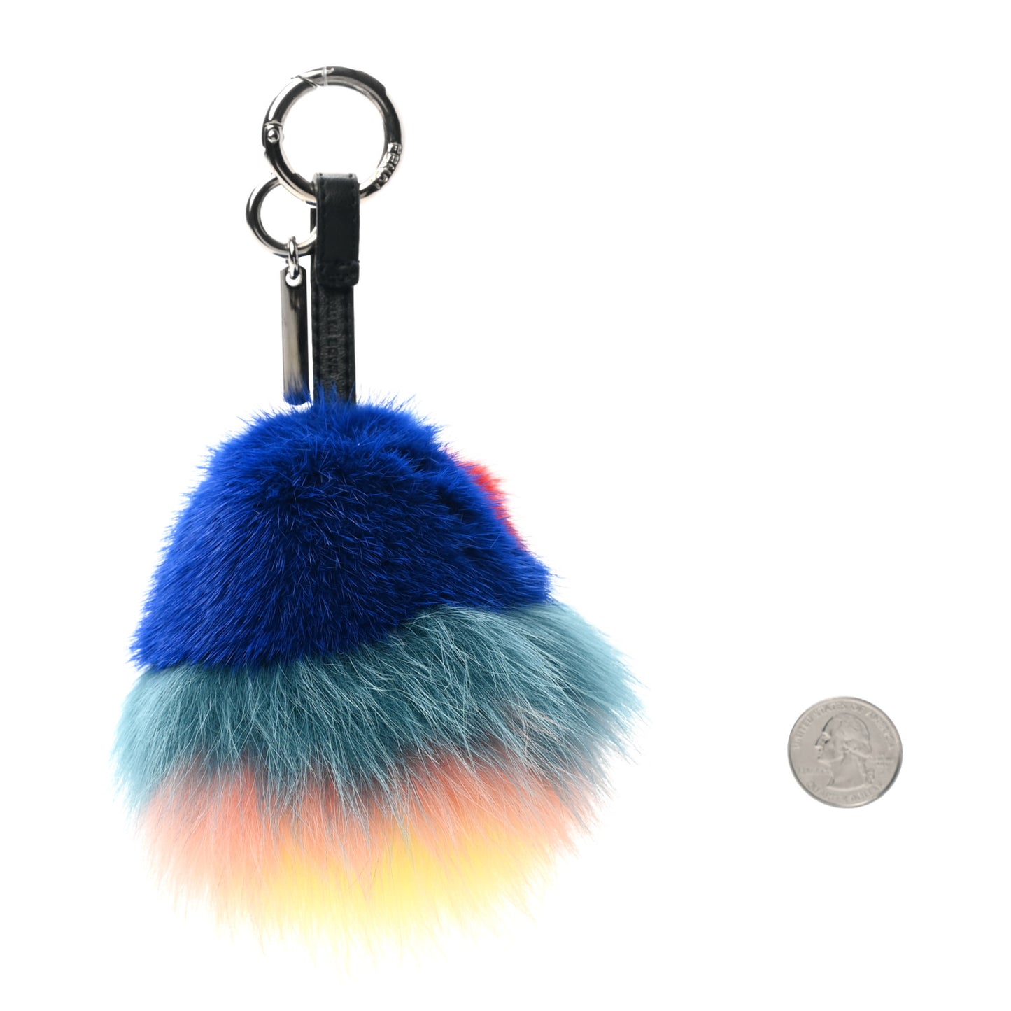 Mink Fox Fur Kid Monster Bag Bug Charm Blue Multicolor