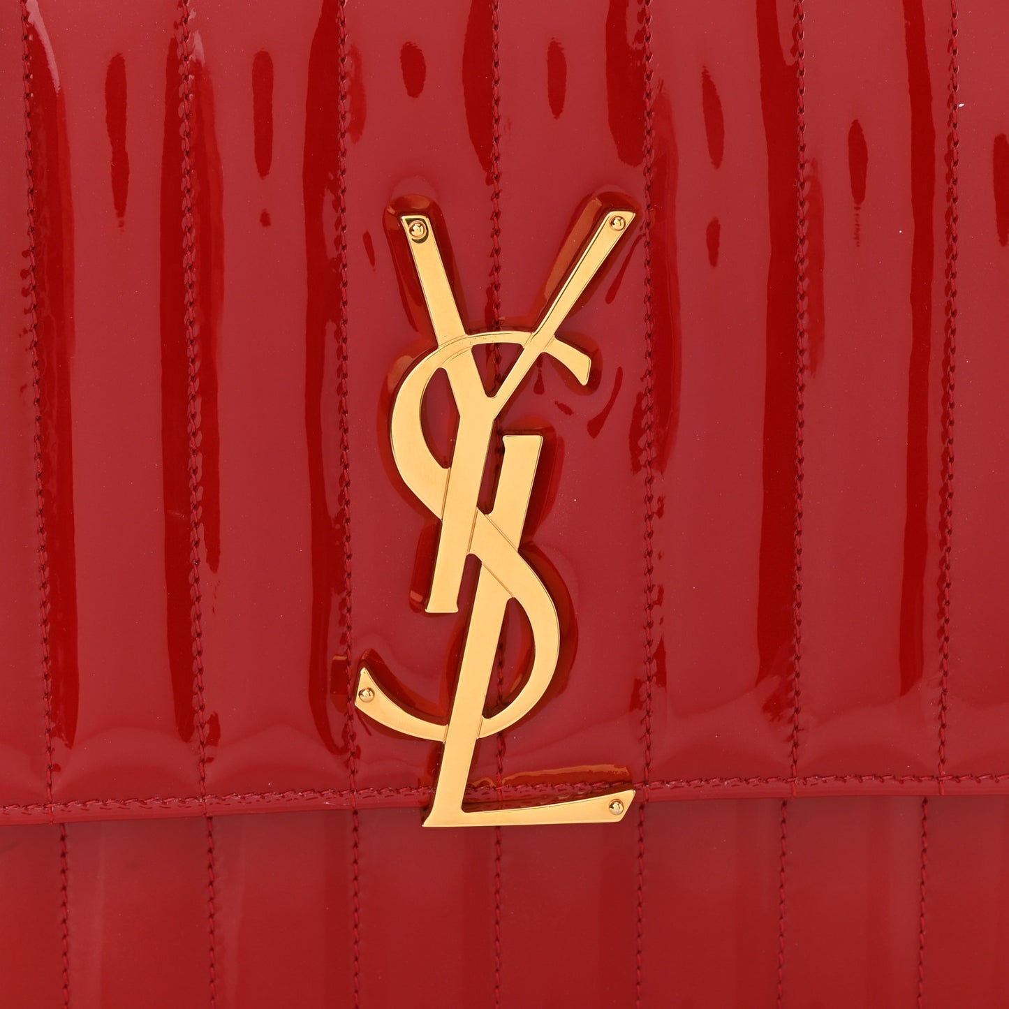 Patent Matelasse Monogram Large Vicky Chain Bag Rouge Eros