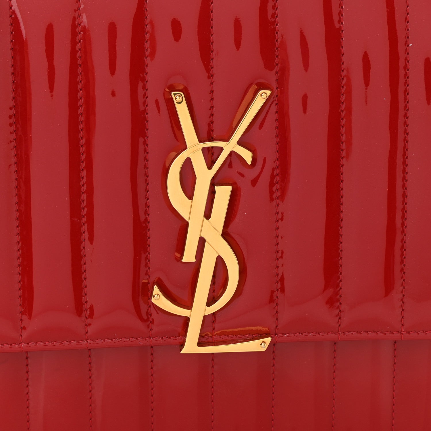 Saint Laurent Patent Matelasse Monogram Large Vicky Chain Bag Rouge Eros 8 of 12
