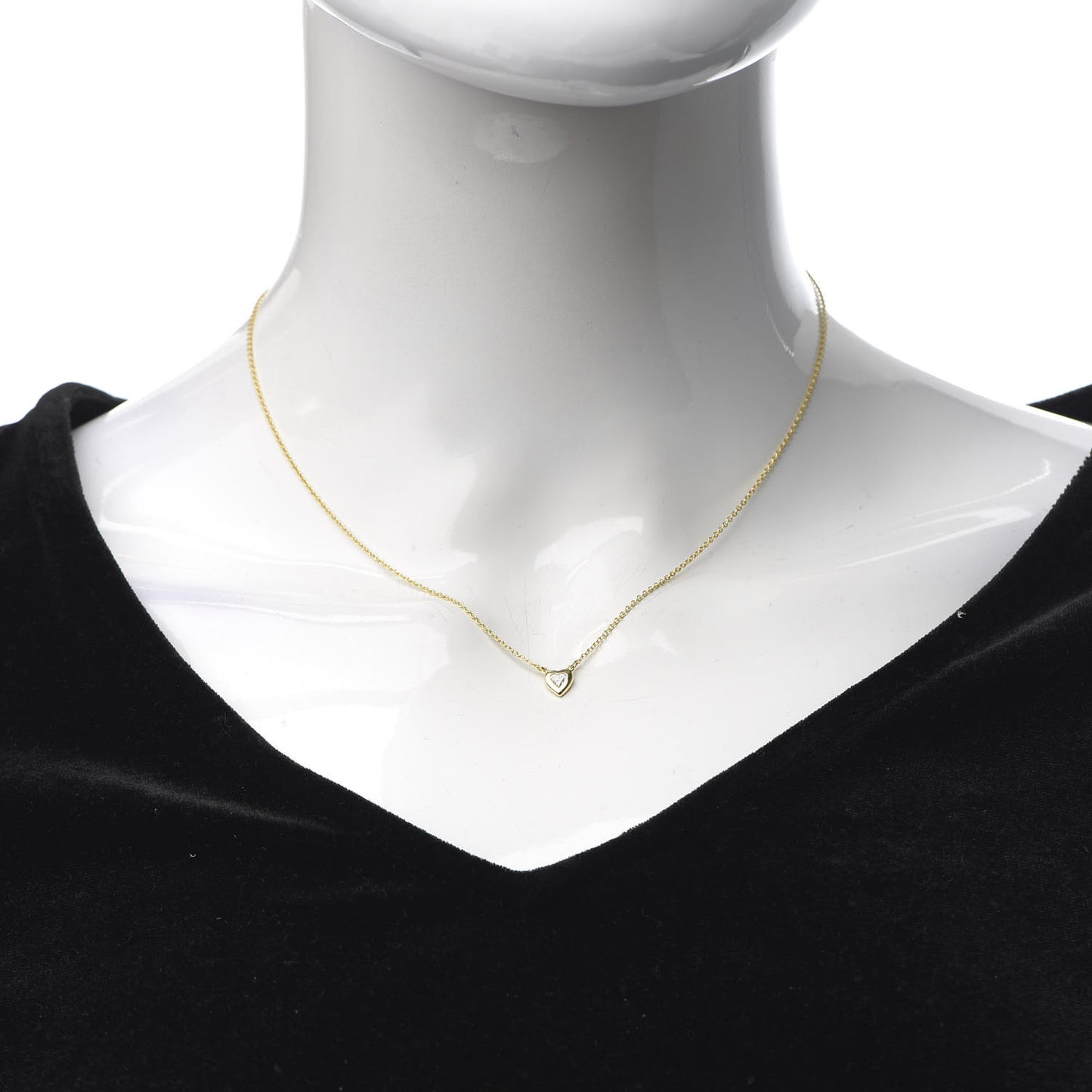 18K Yellow Gold Diamond .17ct Elsa Peretti Diamonds by the Yard Heart Pendant Necklace