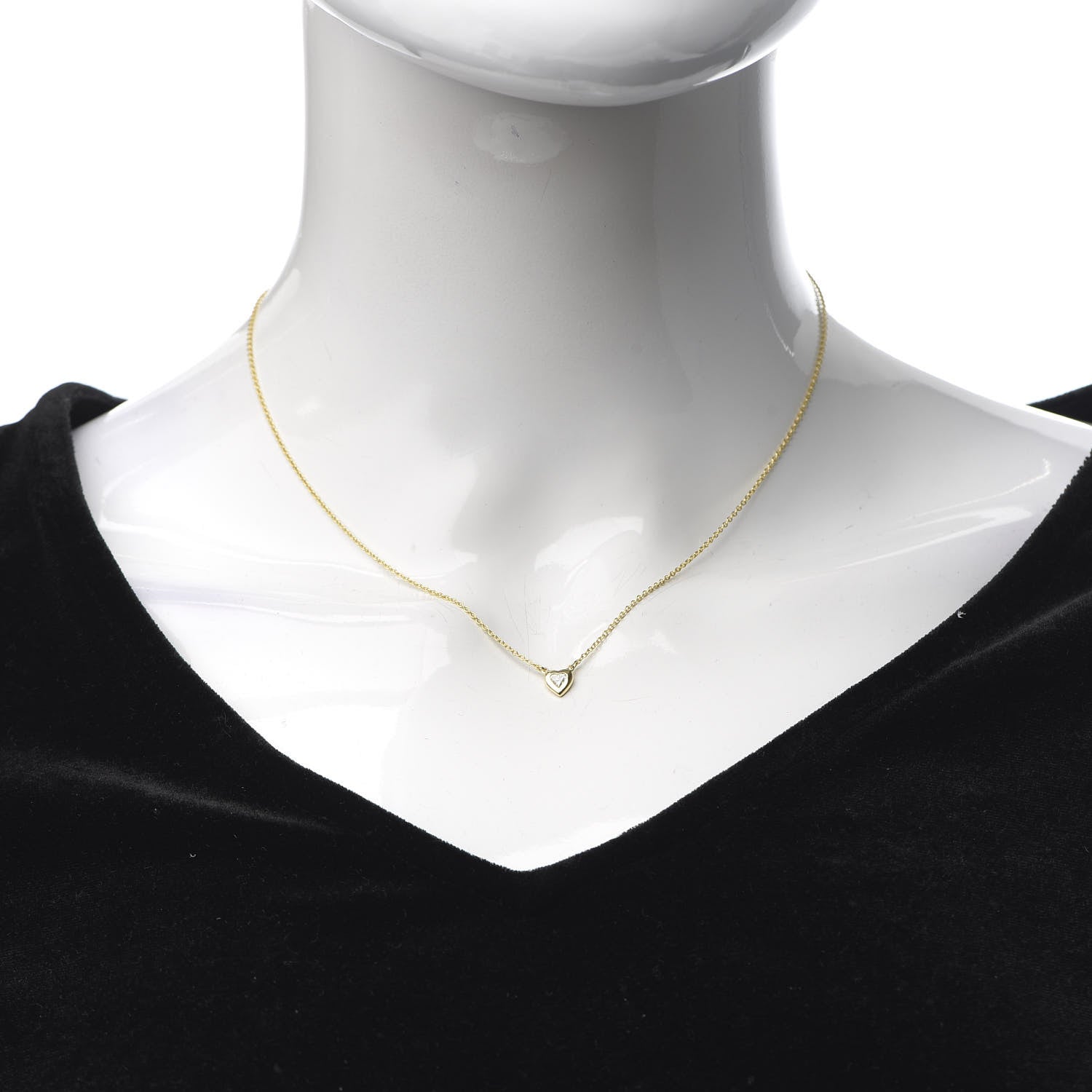 Tiffany 18K Yellow Gold Diamond .17ct Elsa Peretti Diamonds by the Yard Heart Pendant Necklace 2 of 8