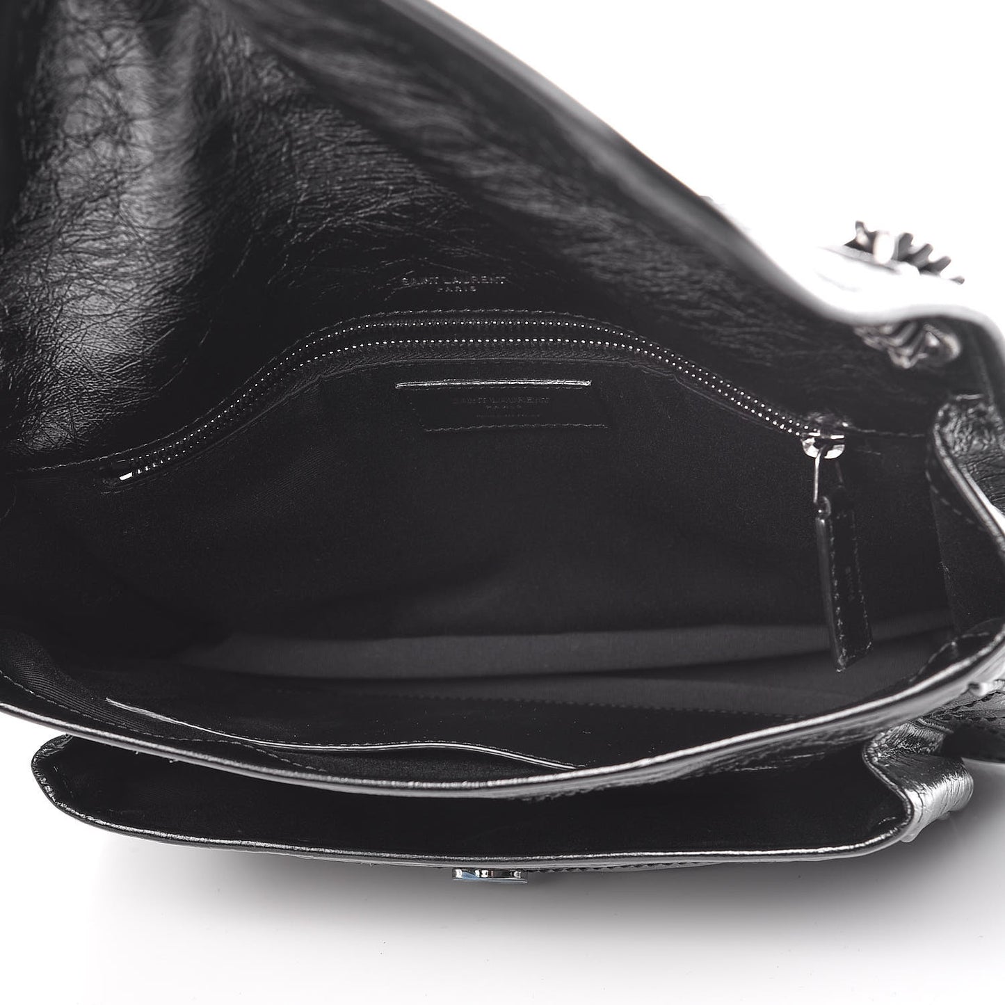 Crinkled Calfskin Matelasse Monogram Medium Niki Chain Satchel Black