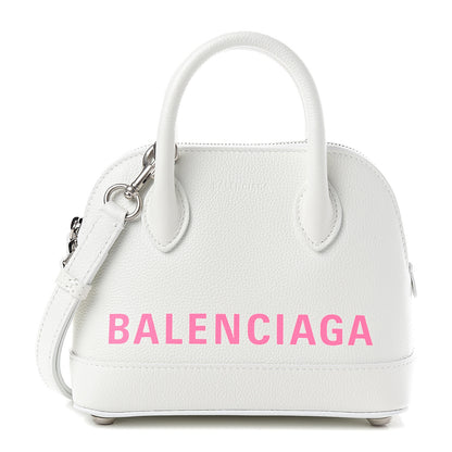 Balenciaga Grained Calfskin Logo XXS Ville Top Handle Bag White Fluo Pink 1 of 8