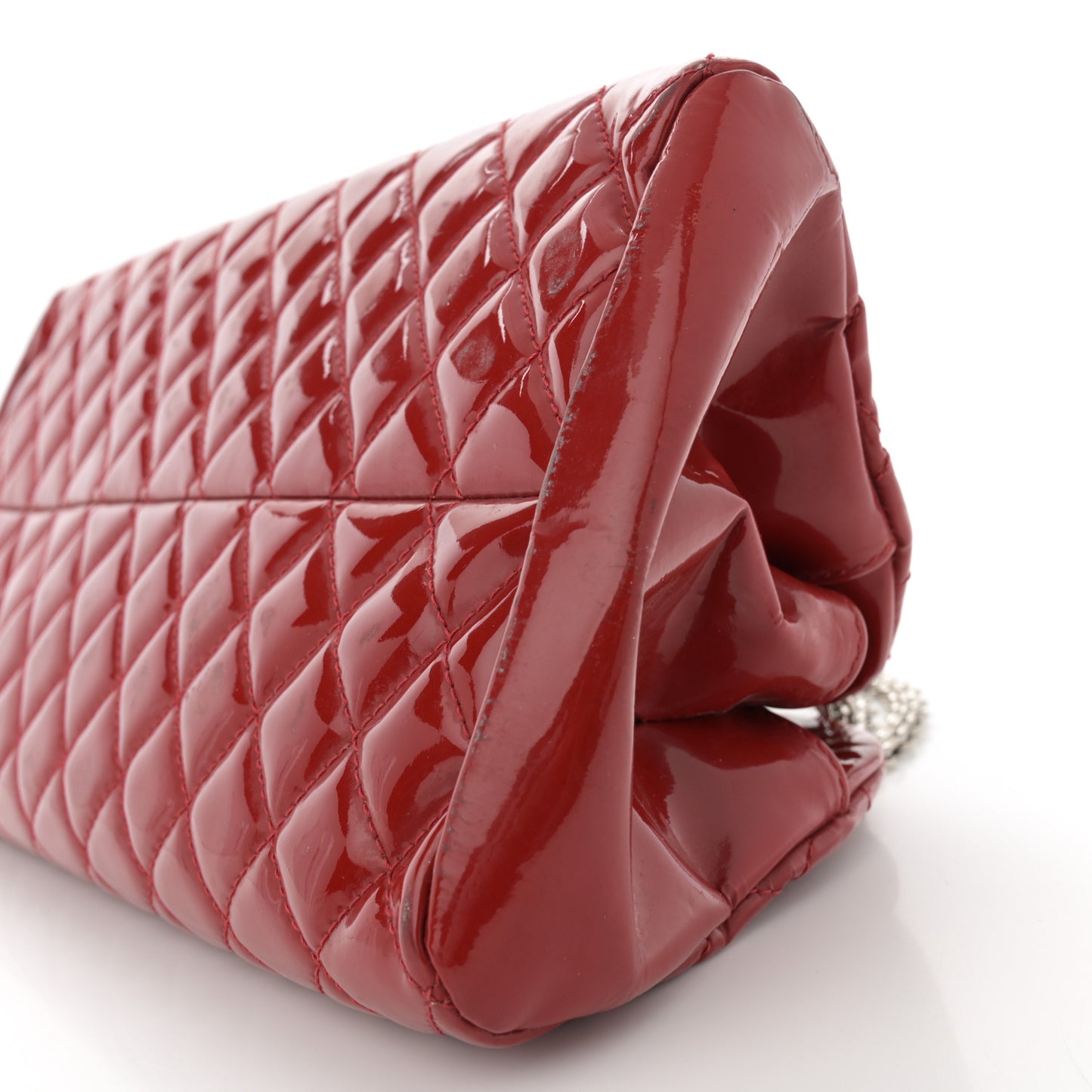 Patent Quilted Medium Just Mademoiselle Bowling Bag Red
