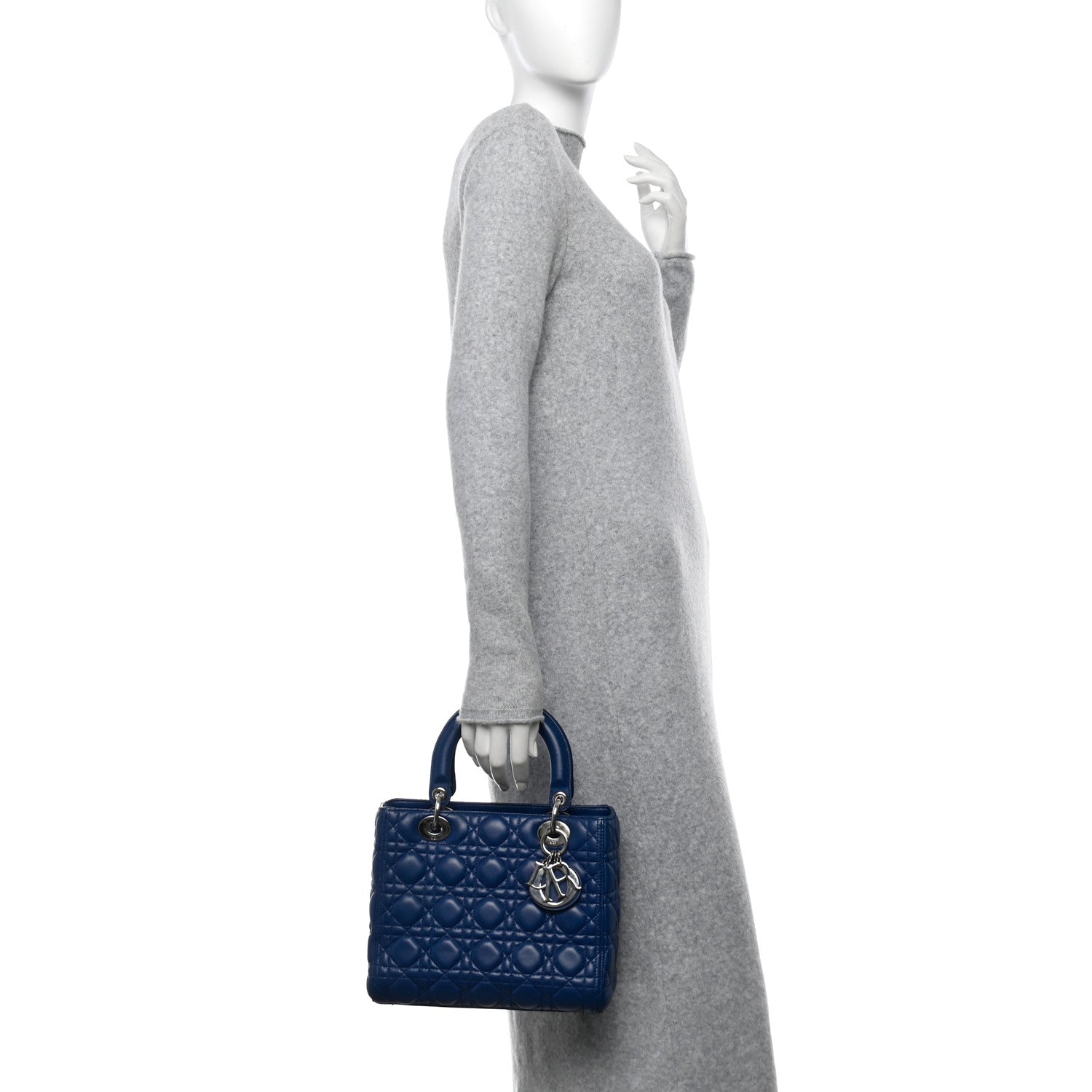 Christian Dior Lambskin Cannage Medium Lady Dior Blue 2 of 10
