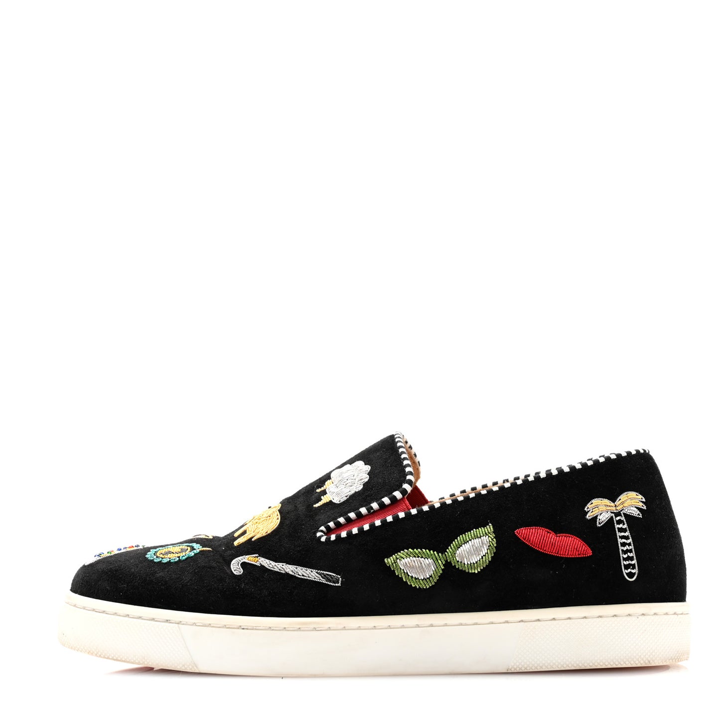 Suede Womens Roller Boat Slip On Sneakers 35 Black Multicolor