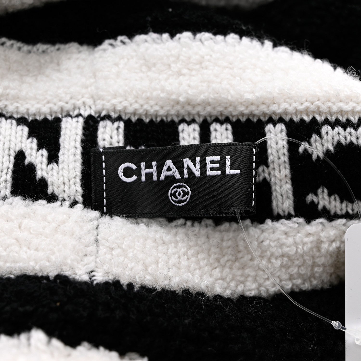 Chanel Cashmere CC Beanie Hat Ecru Black 5 of 5