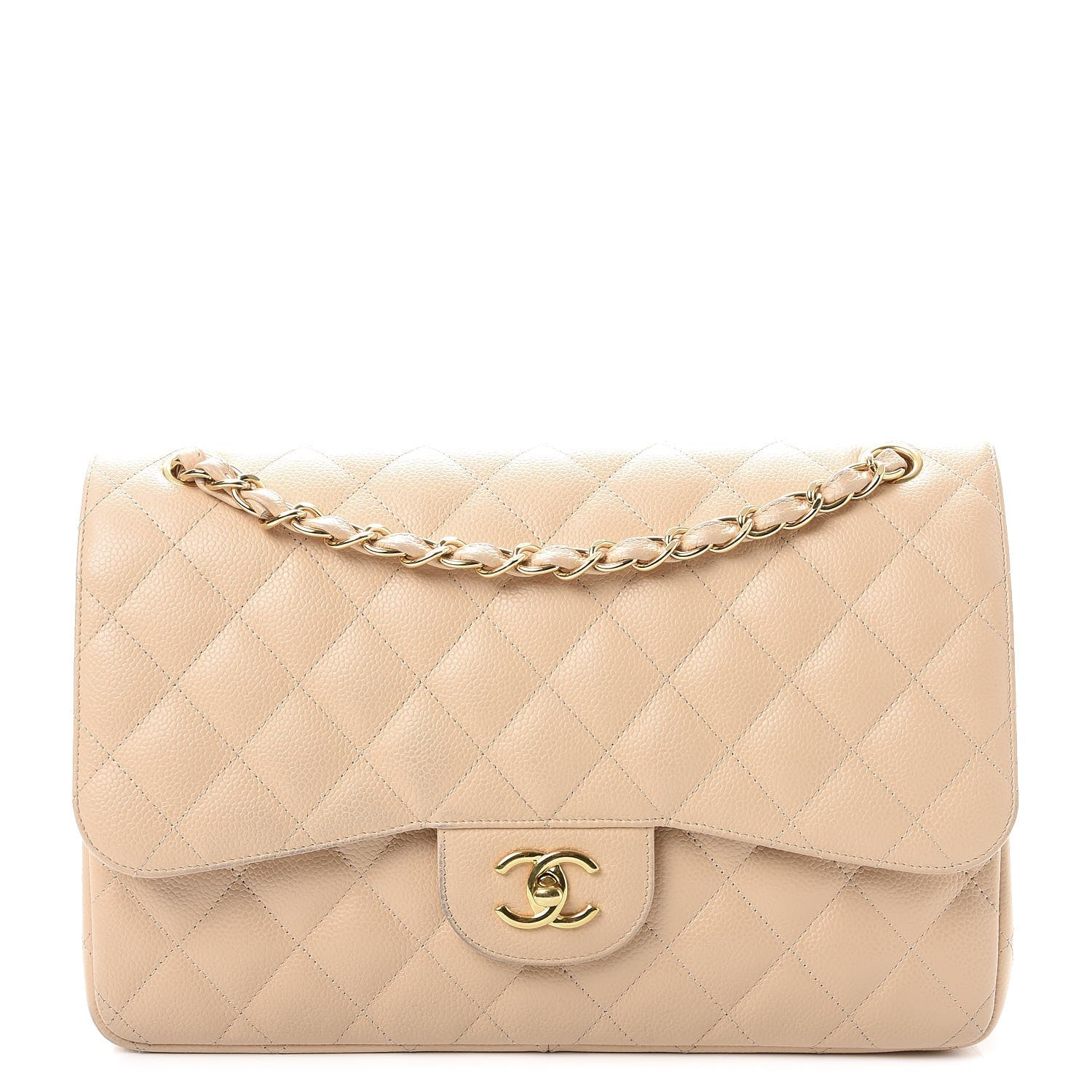 Chanel Caviar Quilted Jumbo Double Flap Beige Clair 1 of 17