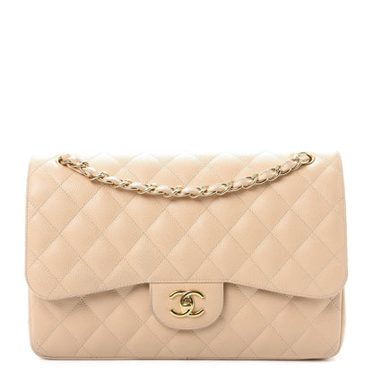 Chanel Caviar Quilted Jumbo Double Flap Beige Clair 1 of 17