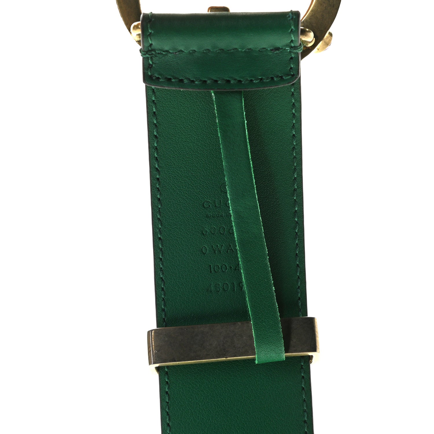 Gucci Calfskin Ceramic Glass Double G 40mm Belt 100 40 Emerald Multicolor 5 of 5
