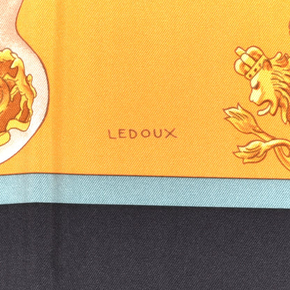 Hermes Silk Harnais De Cour Scarf 90 Black Orange Rouge 4 of 6