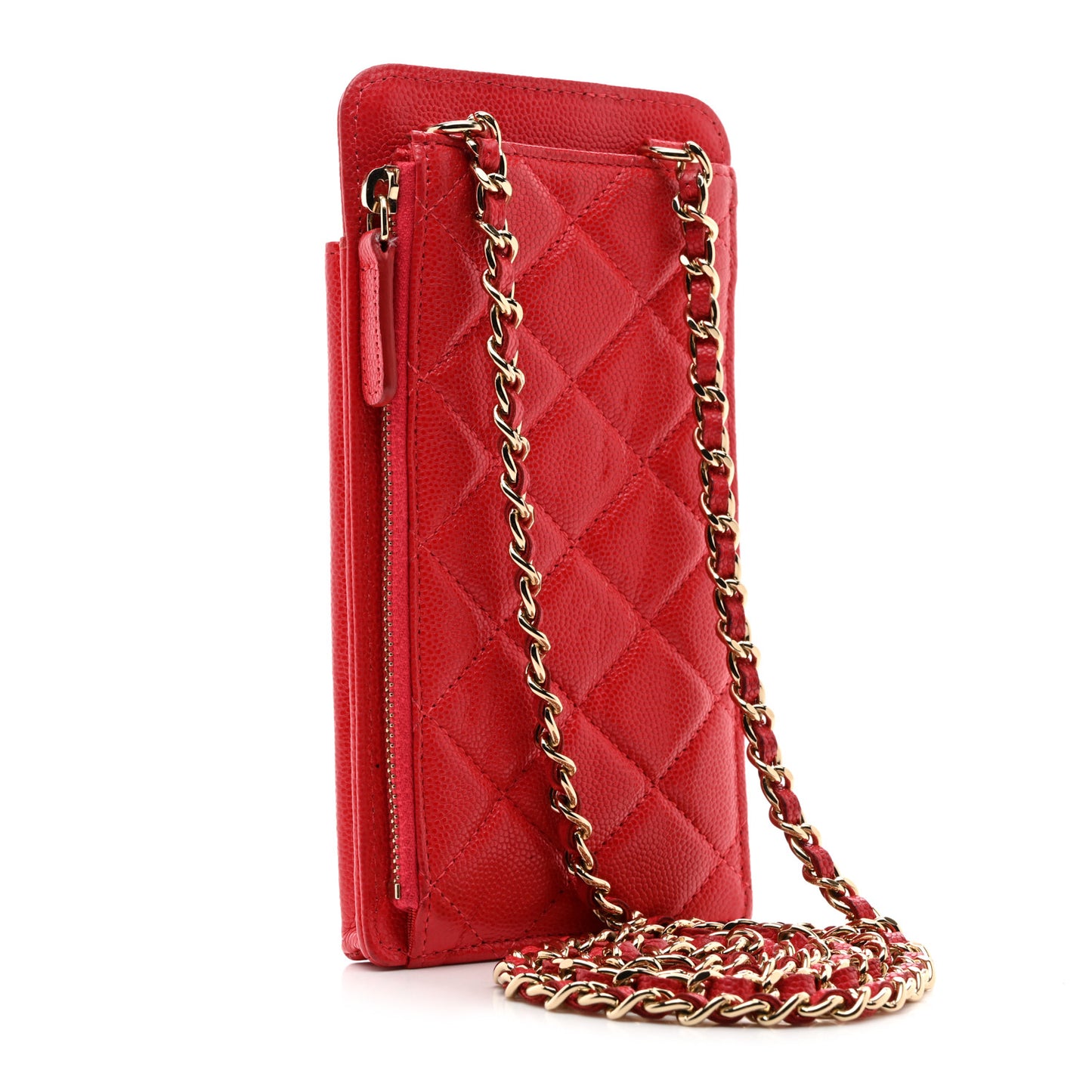 Caviar Quilted CC Phone Holder Red