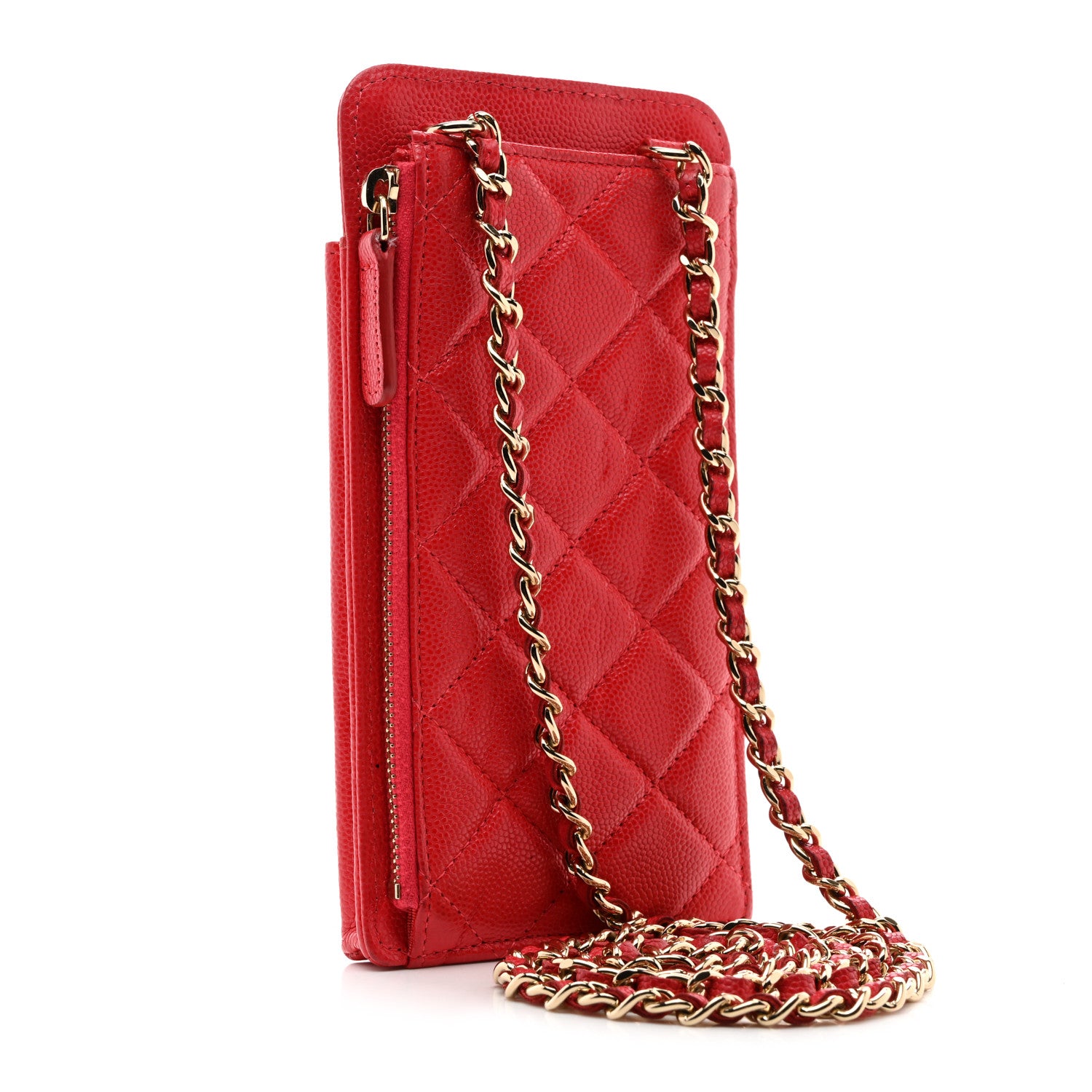 Chanel Caviar Quilted CC Phone Holder Red 3 of 12