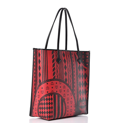MCM Visetos Baroque Print Kira North South Shopper Tote Red 4 of 10