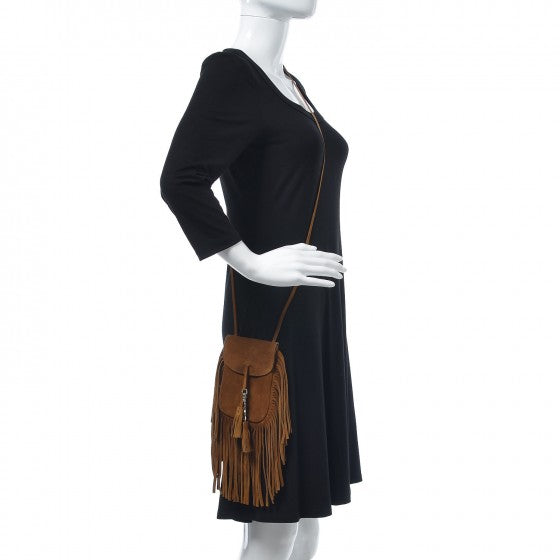 Saint Laurent Suede Fringe Toy Monogram Anita Crossbody Bag Light Ocre 2 of 8