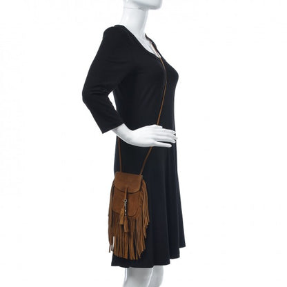 Saint Laurent Suede Fringe Toy Monogram Anita Crossbody Bag Light Ocre 2 of 8