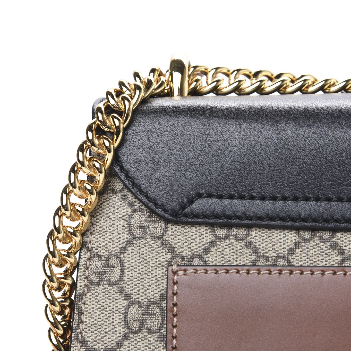 GG Supreme Monogram Calfskin Medium Padlock Shoulder Bag Beige Black Cuir