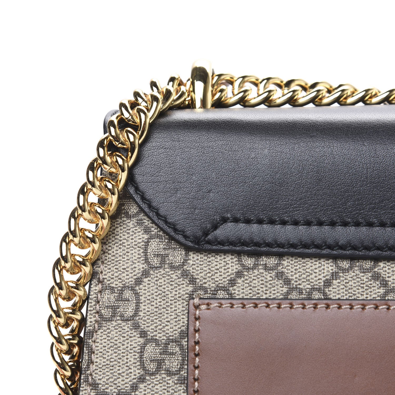 Gucci GG Supreme Monogram Calfskin Medium Padlock Shoulder Bag Beige Black Cuir 10 of 13