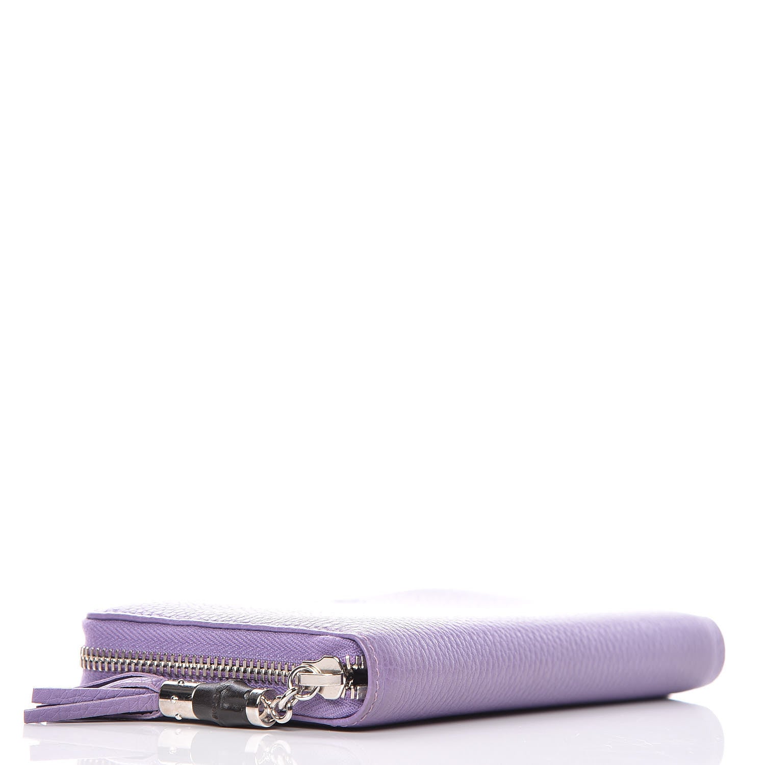 Gucci Pebbled Calfskin Bamboo Tassel Zip Around Wallet Purple 4 of 8