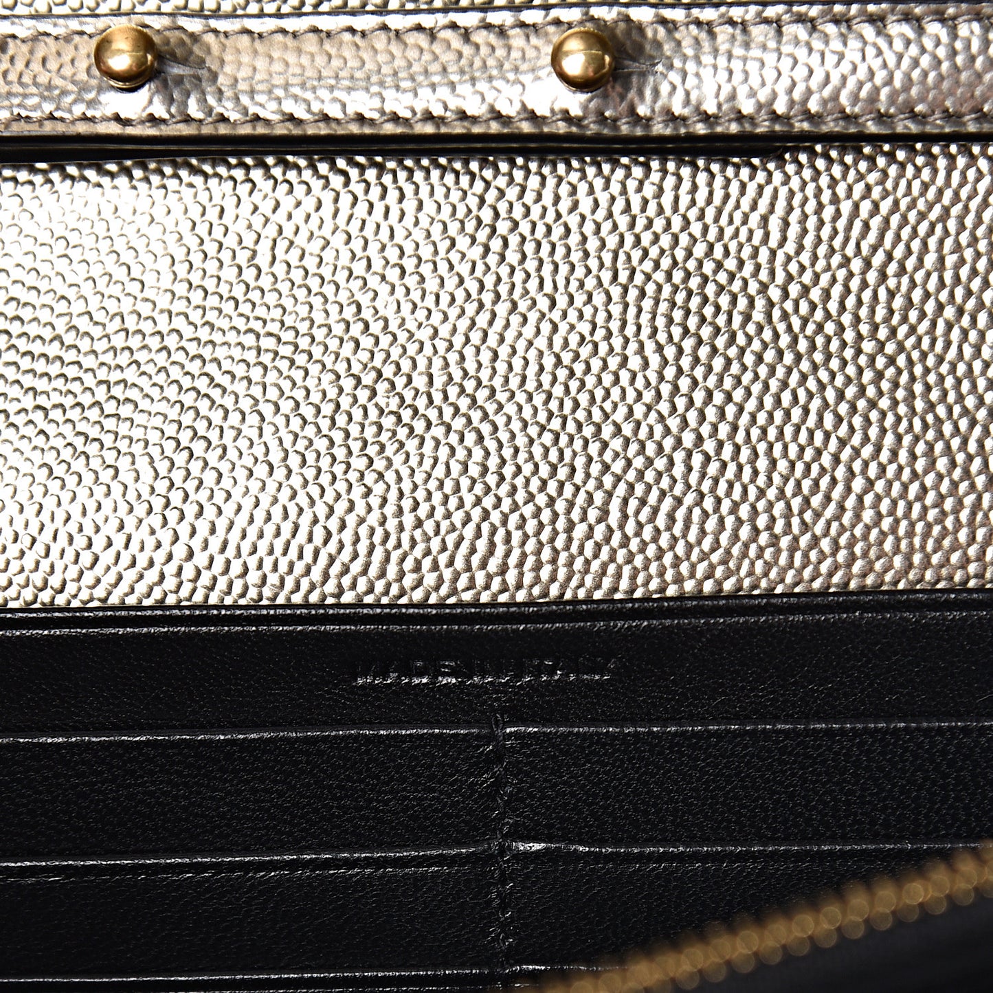 Iridescent Grain De Poudre Matelasse Chevron Monogram Chain Wallet Gold