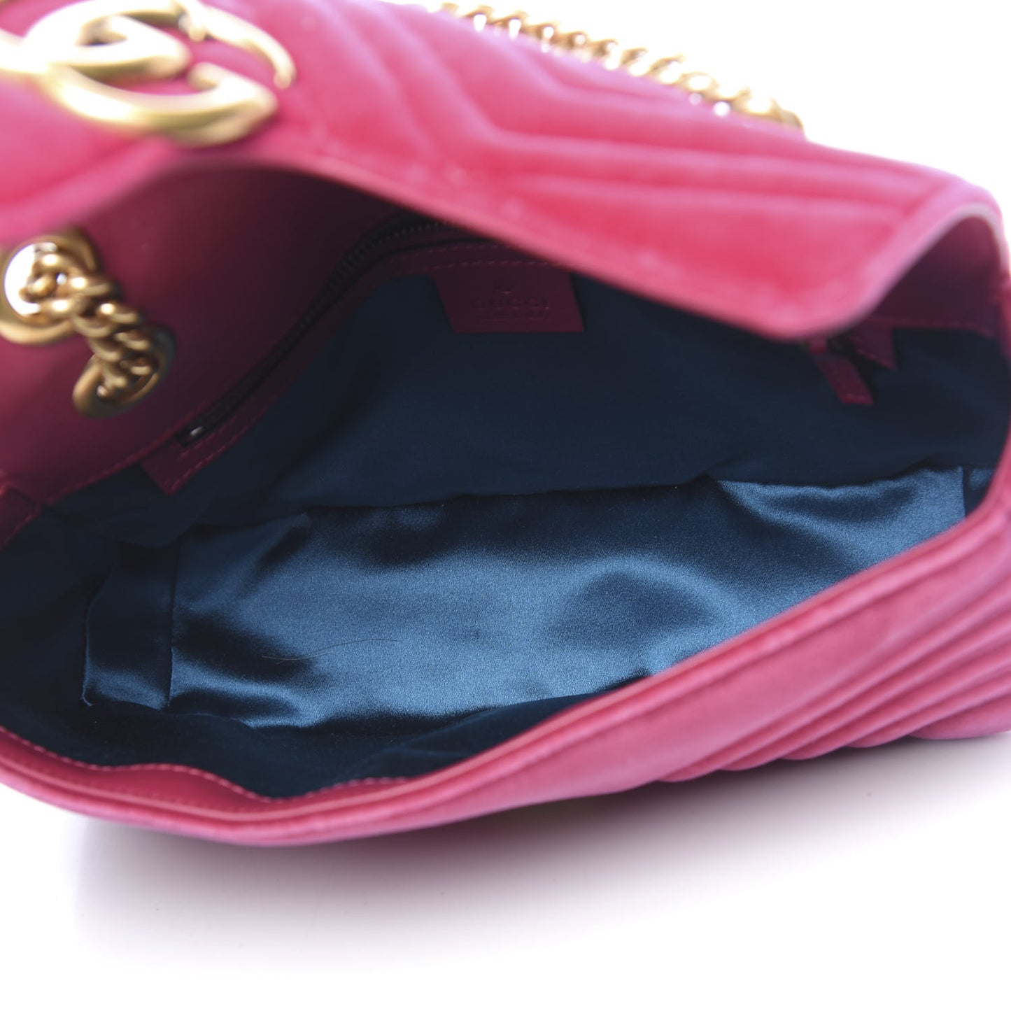 Velvet Matelasse Small GG Marmont Shoulder Bag Fuchsia Violet Cyclamen