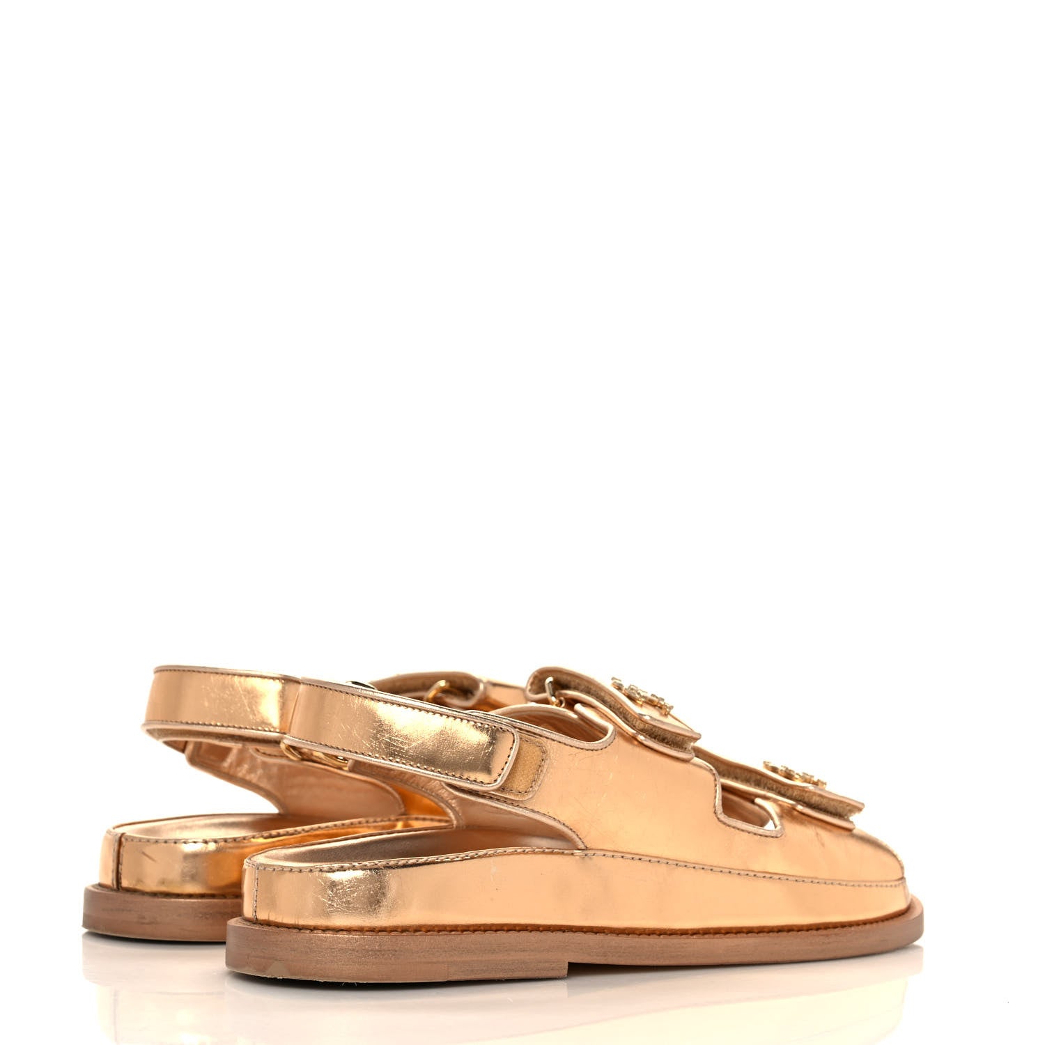 Chanel Metallic Laminated Calfskin Velcro Dad Sandals 36.5 Golden 4 of 9