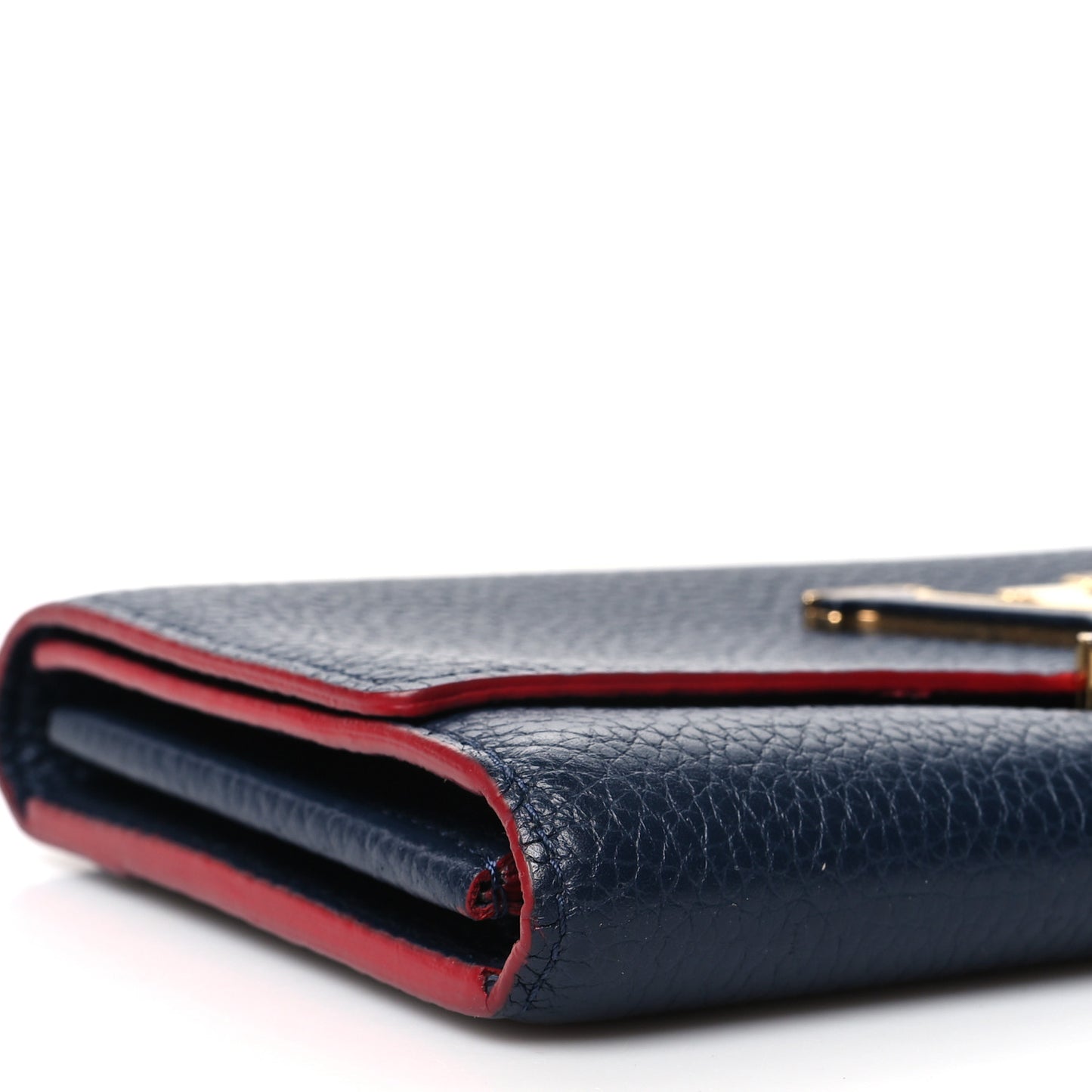 Taurillon Capucines Wallet Marine Rouge