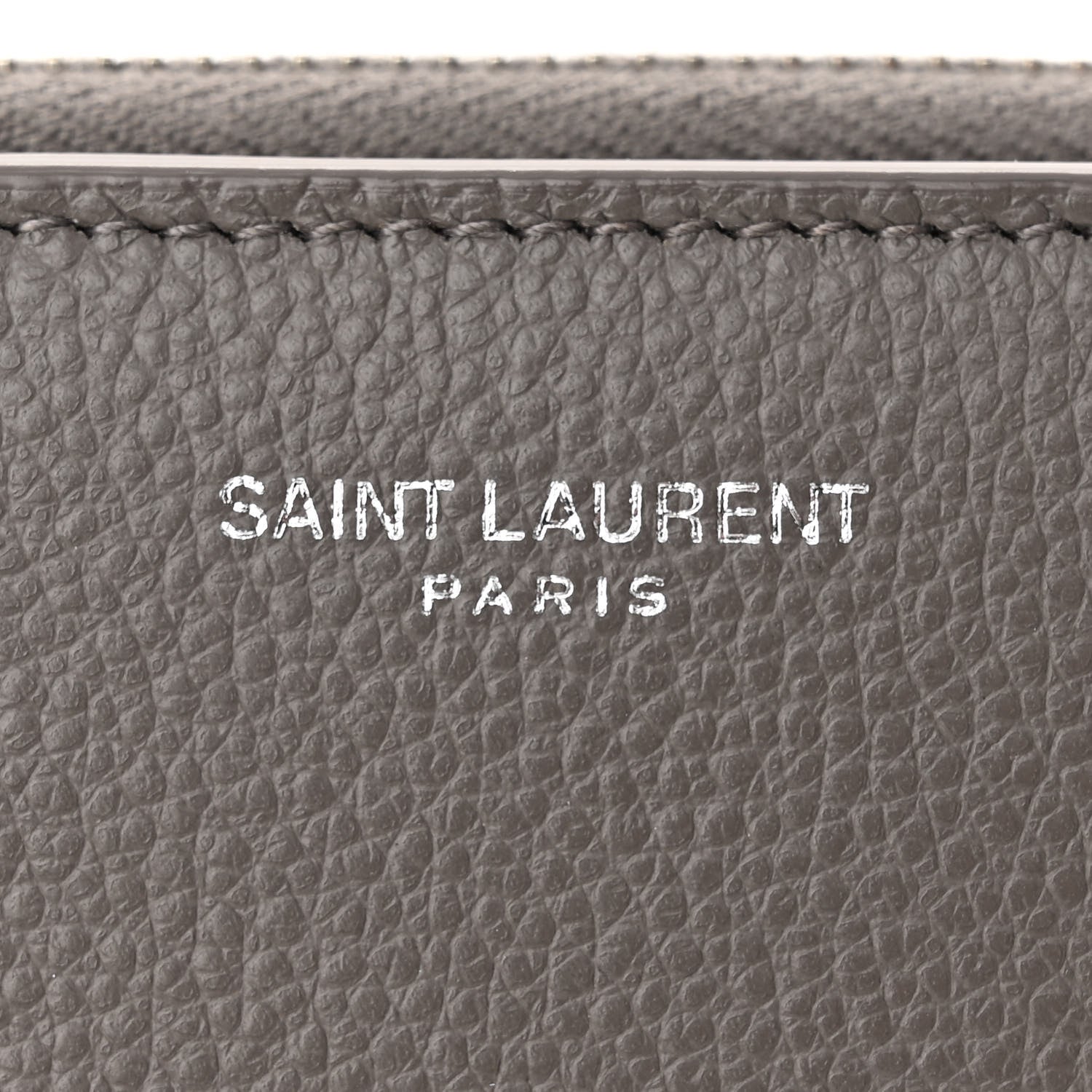 Saint Laurent Grained Calfskin Rive Gauche Compact Zip Around Wallet Fog 6 of 9