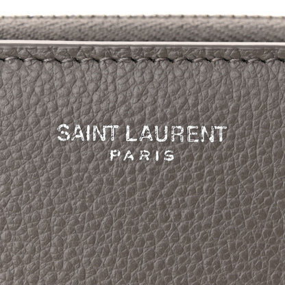 Saint Laurent Grained Calfskin Rive Gauche Compact Zip Around Wallet Fog 6 of 9