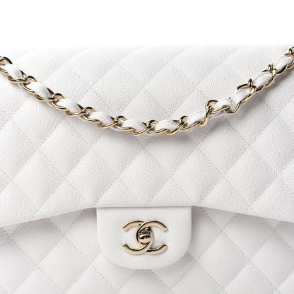 Chanel Caviar Quilted Jumbo Double Flap White 9 of 10