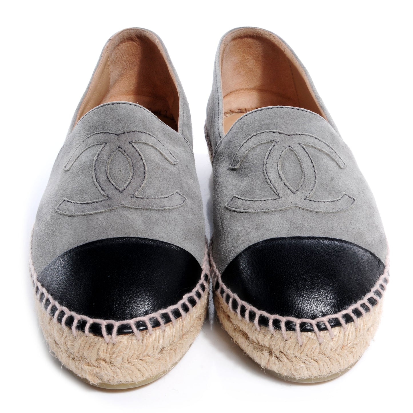 Suede Lambskin Espadrilles Grey Black 37