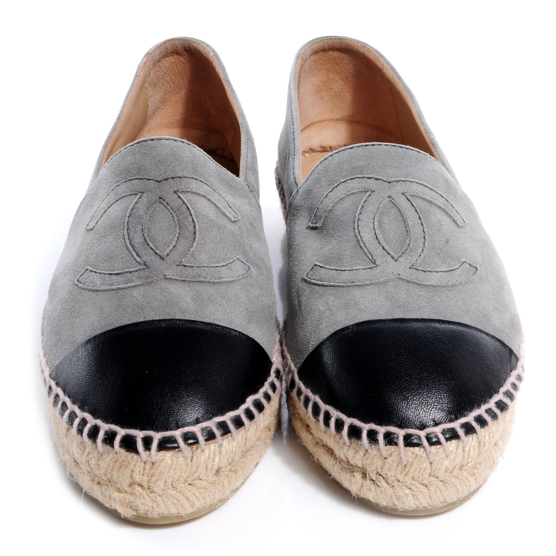 Chanel Suede Lambskin Espadrilles Grey Black 37 2 of 6