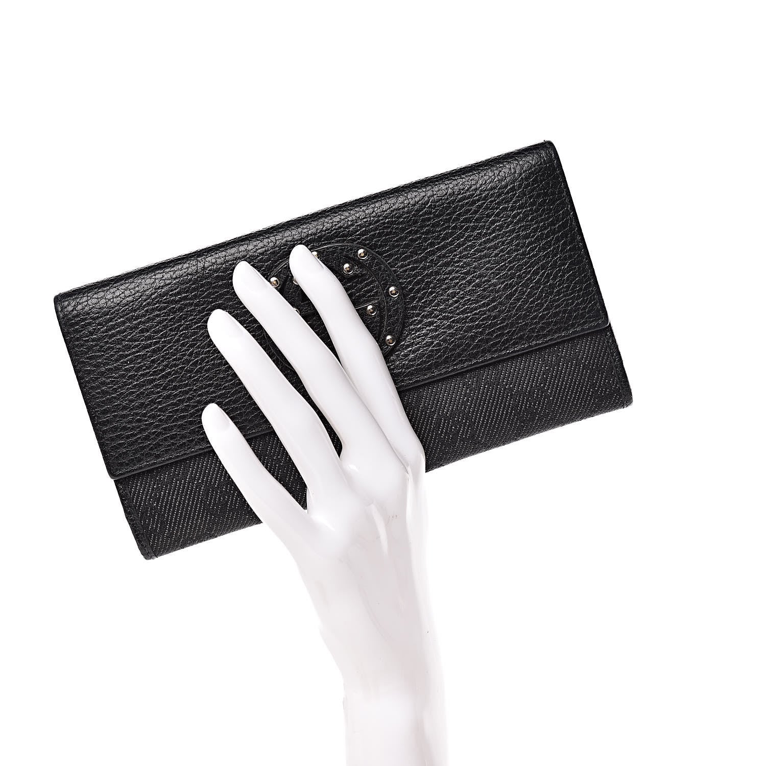 Gucci Calfskin Monogram Blondie Continental Wallet Black 2 of 8