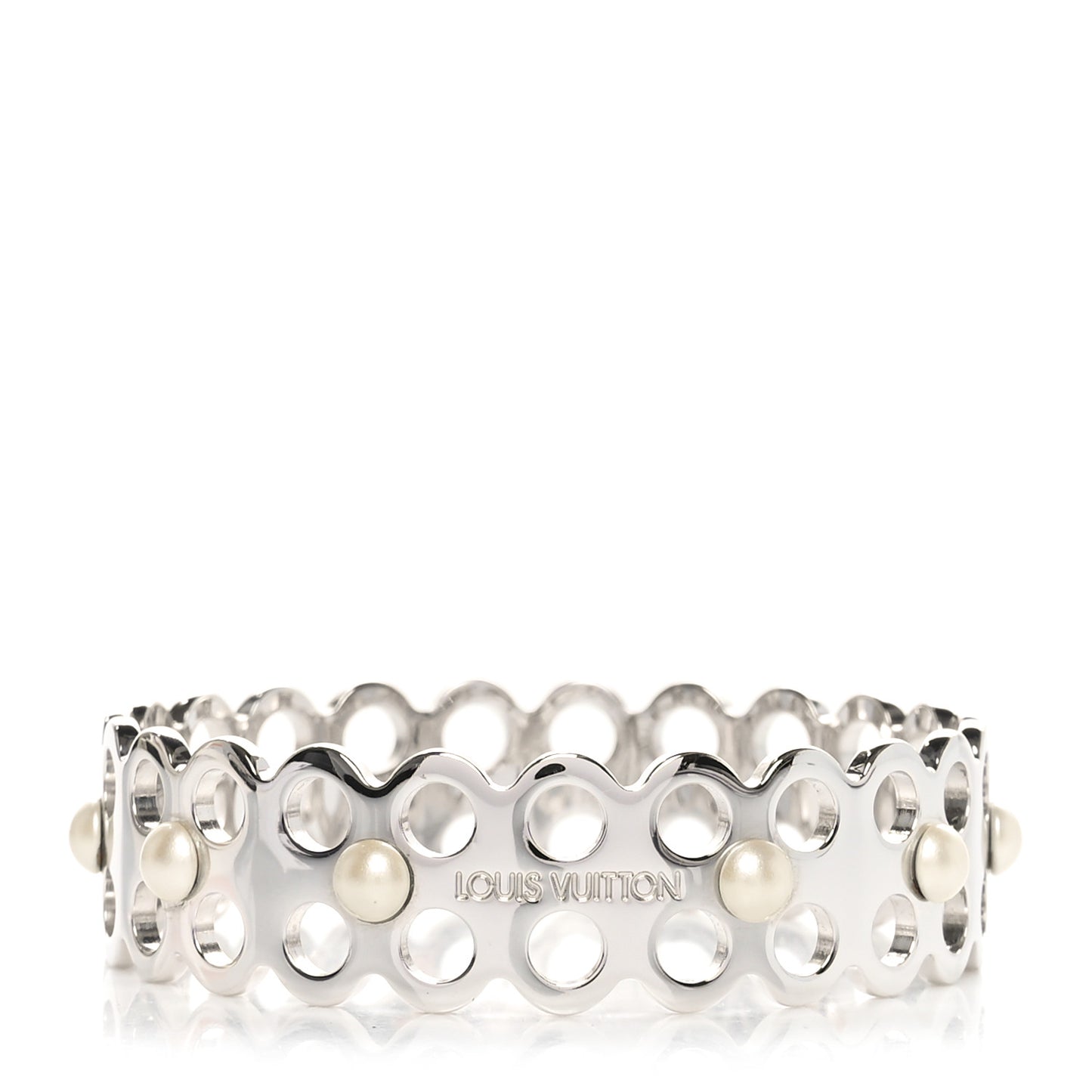 Metal Pearl Narrow Hide and Seek Bracelet S Silver