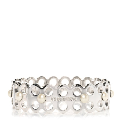Louis Vuitton Metal Pearl Narrow Hide and Seek Bracelet S Silver 1 of 4