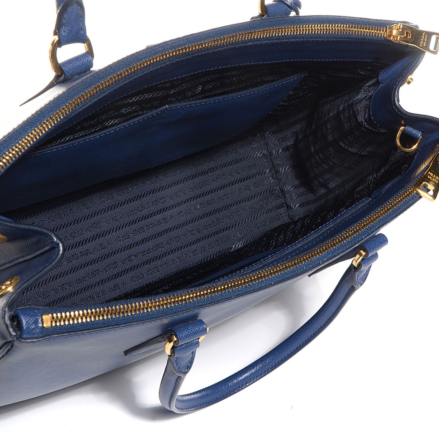 Prada Saffiano Lux Medium Double Zip Tote Bluette 5 of 10