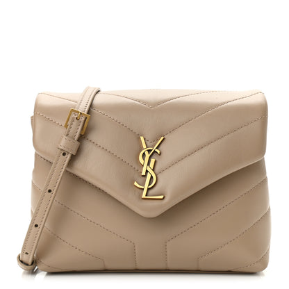 Saint Laurent Calfskin Y Quilted Monogram Toy Loulou Crossbody Bag Dark Beige 1 of 11