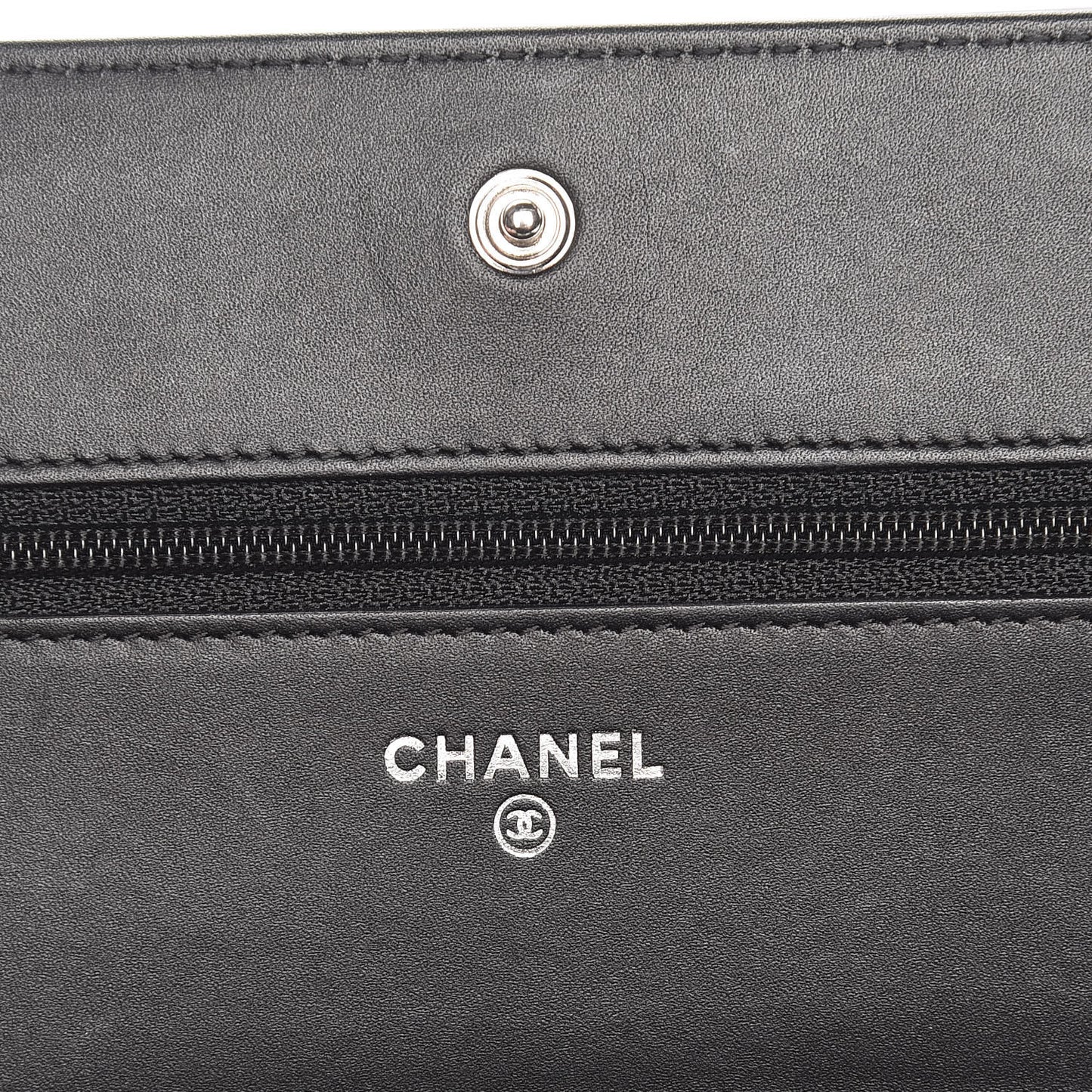 Patent Camellia Embossed Wallet On Chain WOC Black