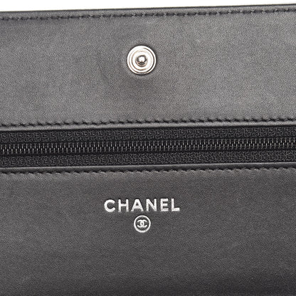 Chanel Patent Camellia Embossed Wallet On Chain WOC Black 6 of 11