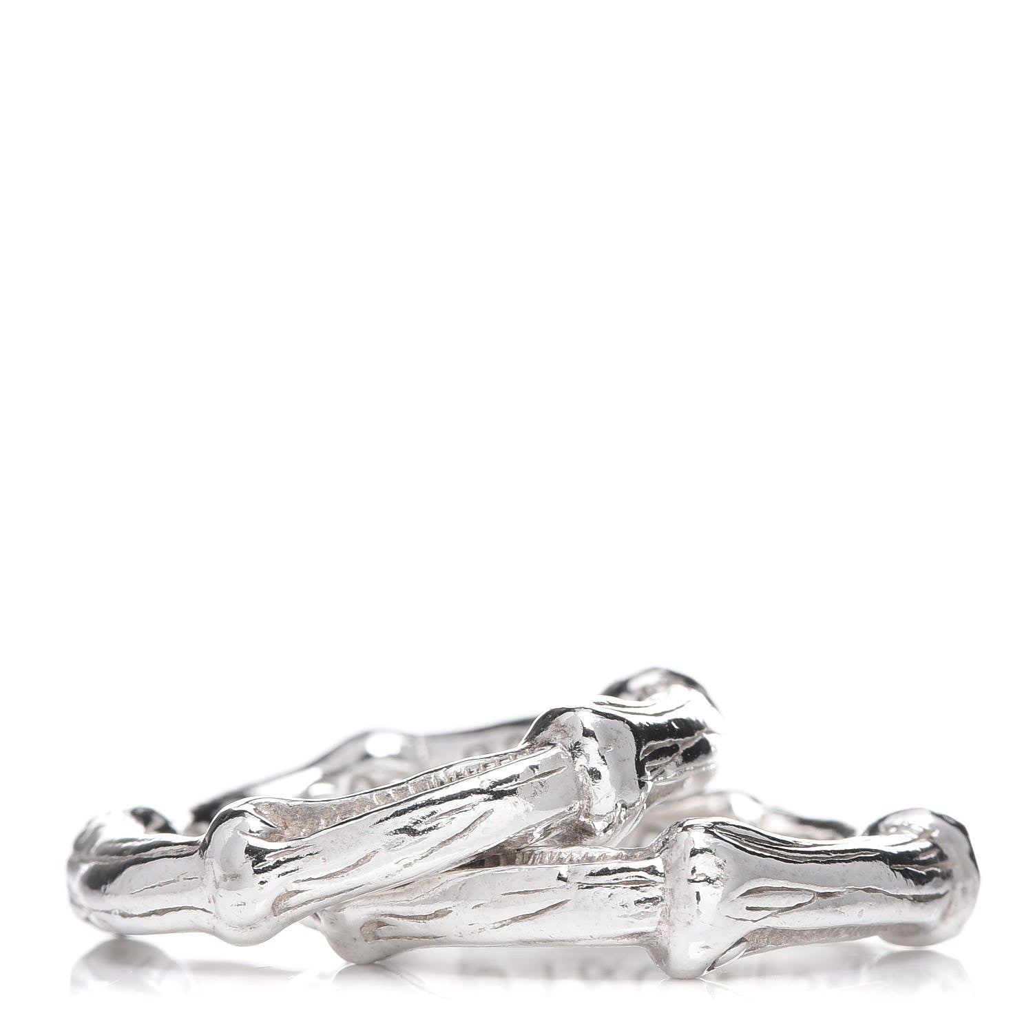 Tiffany Sterling Silver Bamboo Set of 2 Stackable Rings 43 2.75 1 of 8
