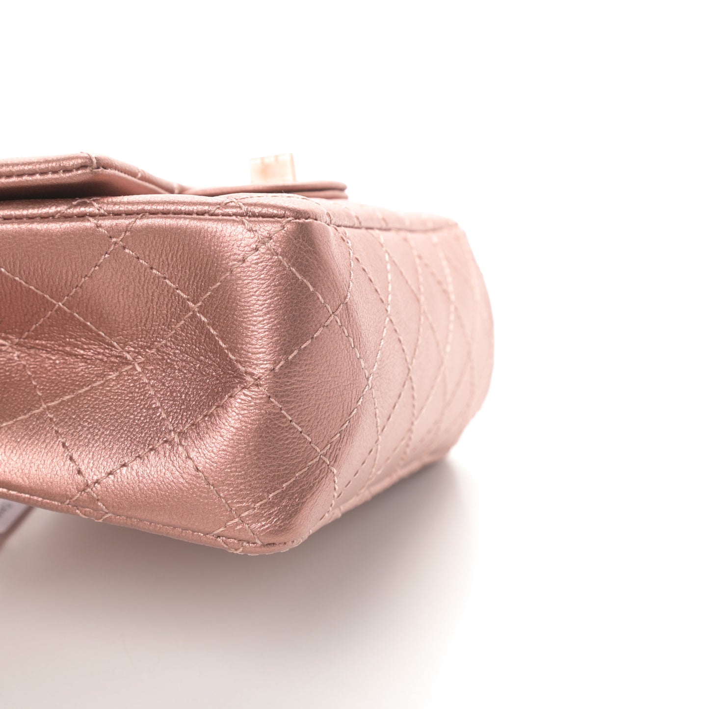 Metallic Grained Calfskin Quilted 2.55 Reissue Mini Flap Copper Pink