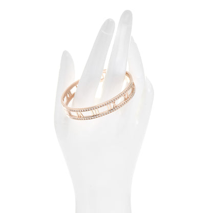 Tiffany 18K Rose Gold Diamond Atlas Open Hinged Bangle Bracelet 2 of 5