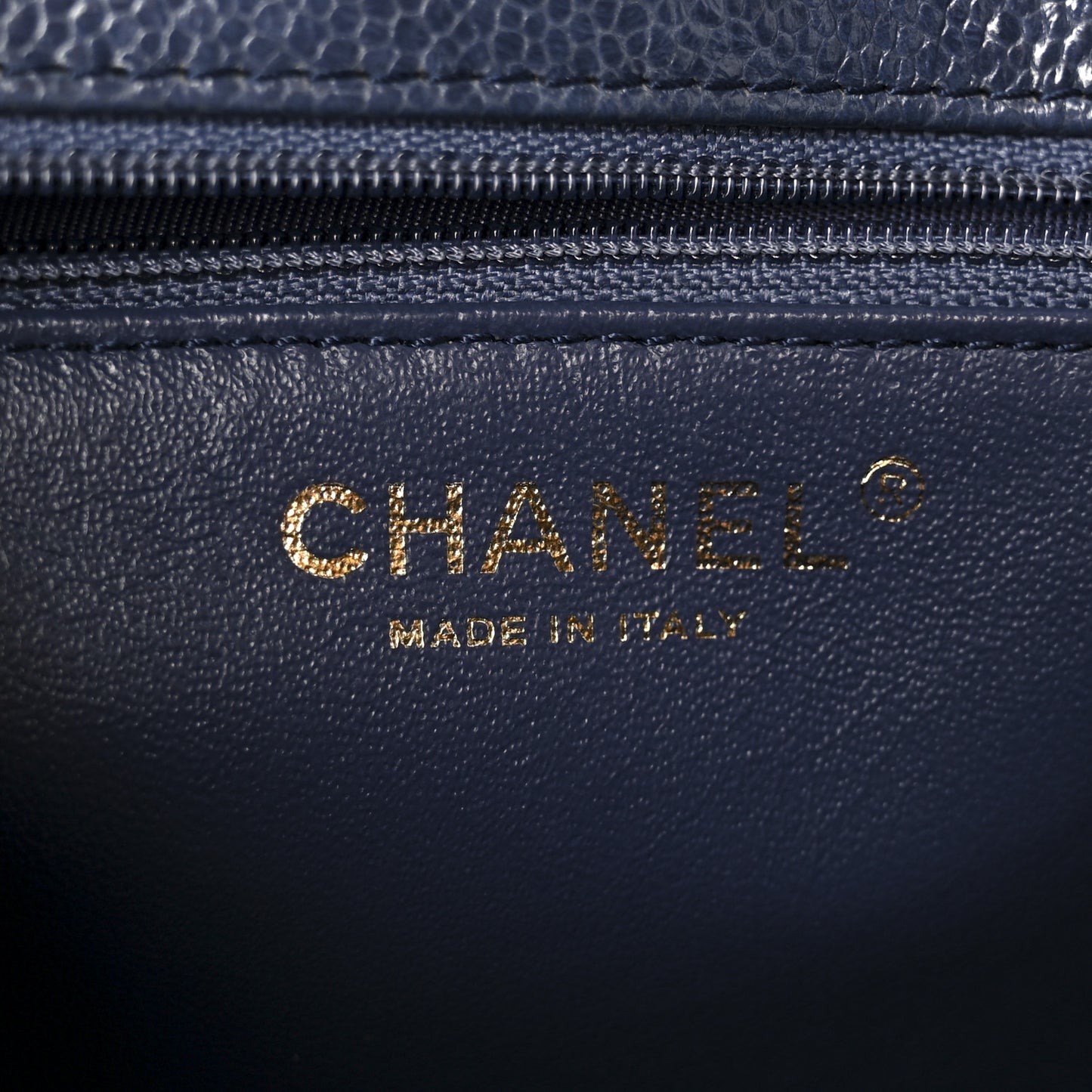 Crumpled Grained Calfskin Quilted Mini Two Tone Flap Blue