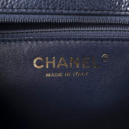 Chanel Crumpled Grained Calfskin Quilted Mini Two Tone Flap Blue 6 of 12