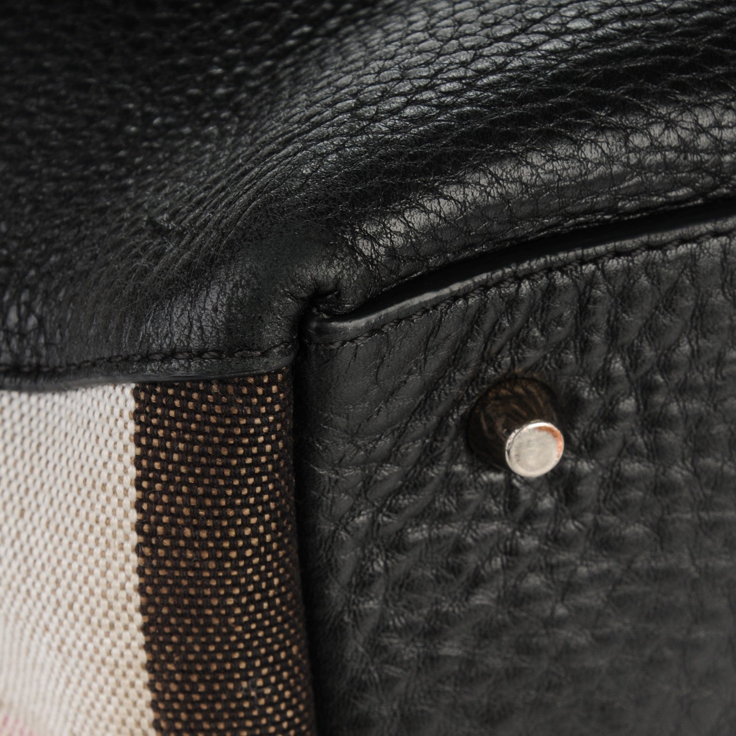 Burberry Grainy Calfskin House Check Medium Maidstone Black 9 of 9