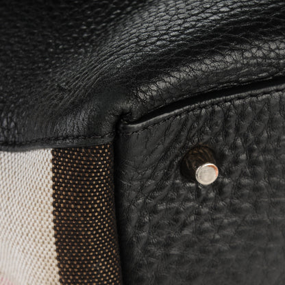 Burberry Grainy Calfskin House Check Medium Maidstone Black 9 of 9
